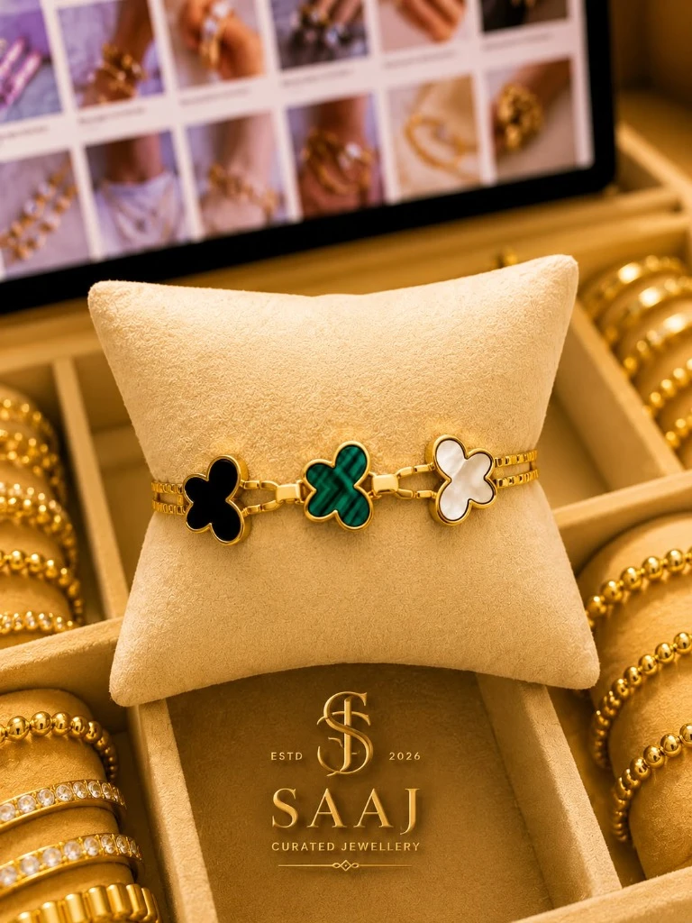 Tri-Color Clover Gold Bracelet